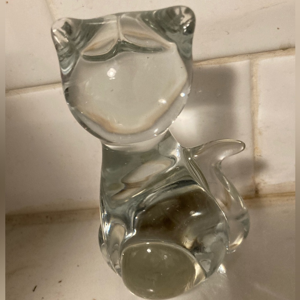 Balos Mouth Blown Glass Collectible Cat 🐱 Paperweight Vintage 🐱🐱🐱